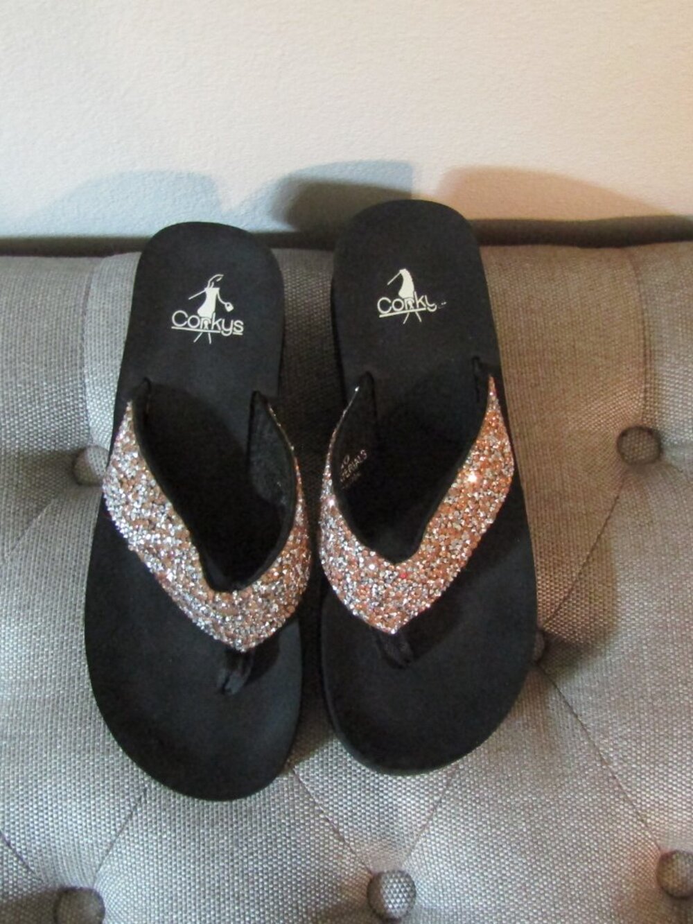 Corkys Salvang Jewel Wedge Flip Flop Sandals - Picture 2 of 8